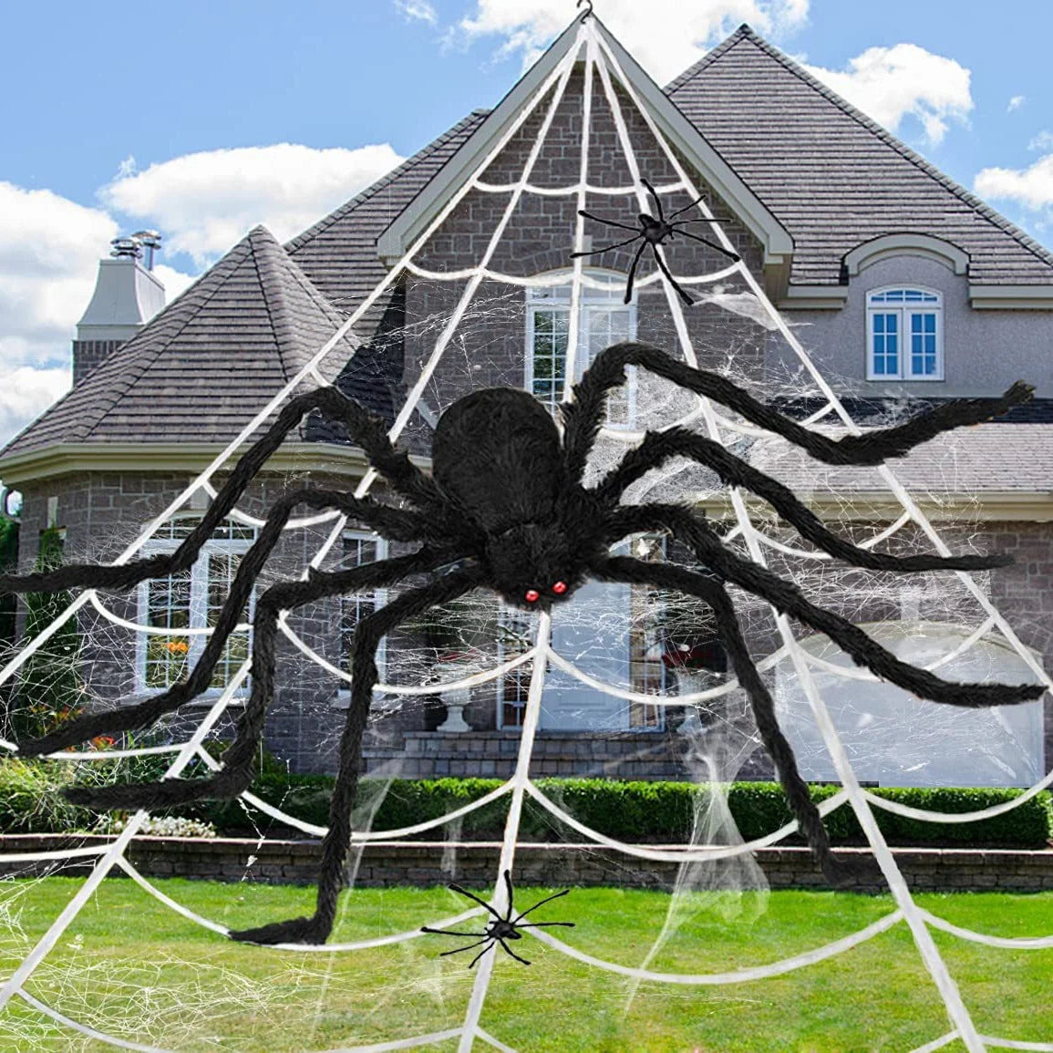 Spider Web Decoration Kit Stretchable With Giant Spider
