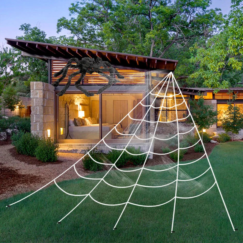 Spider Web Decoration Kit Stretchable With Giant Spider