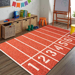 Sports Area Rug Soccer Field Design Non-Slip Backing Stain-Resistant