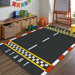 Sports Area Rug Soccer Field Design Non-Slip Backing Stain-Resistant