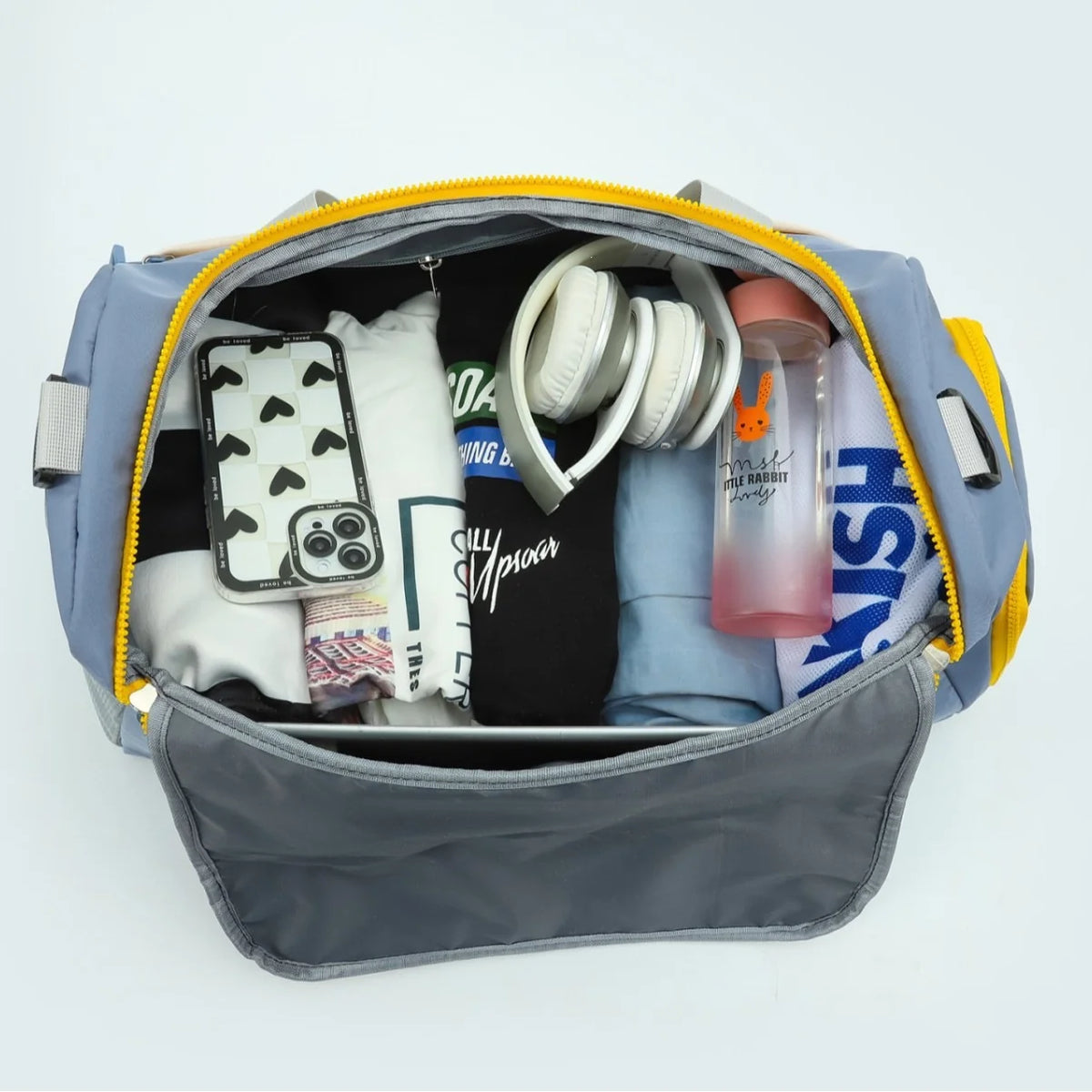 Sports Duffel Bag Water-Resistant Fabric Spacious Multiple Pockets