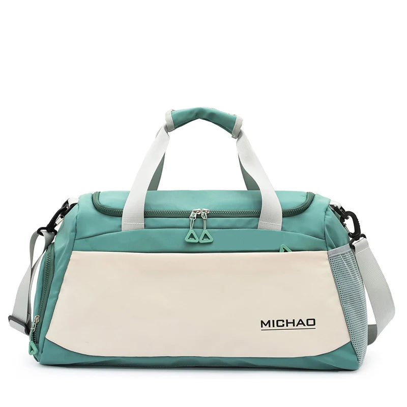 Sports Duffel Bag Water-Resistant Fabric Spacious Multiple Pockets