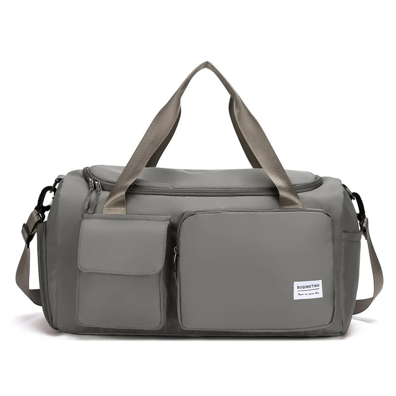 Sports Duffel Bag Water-Resistant Multiple Zippered Pockets Adjustable Strap