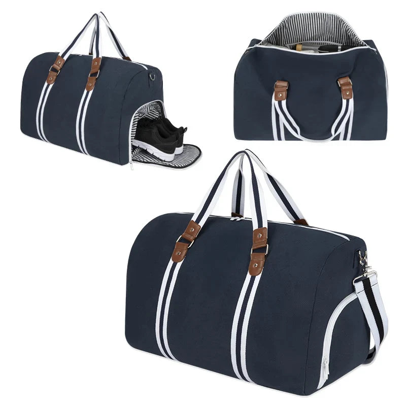 Sports Duffle Bag Shoe Compartment Water-Resistant & Multiple Pockets