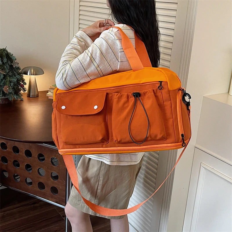 Sports Duffle Bag Water-Resistant Multiple Compartments Adjustable Shoulder Strap
