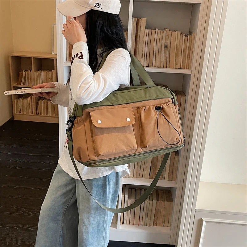 Sports Duffle Bag Water-Resistant Multiple Compartments Adjustable Shoulder Strap