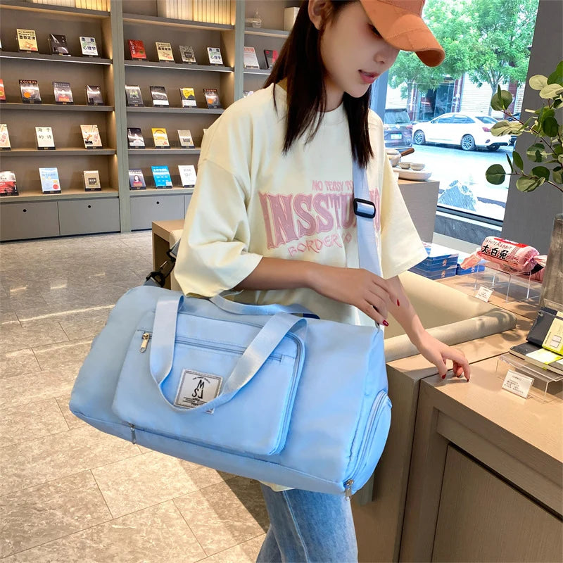 Sports Duffle Bag Water-Resistant Multiple Pockets Removable Shoulder Strap