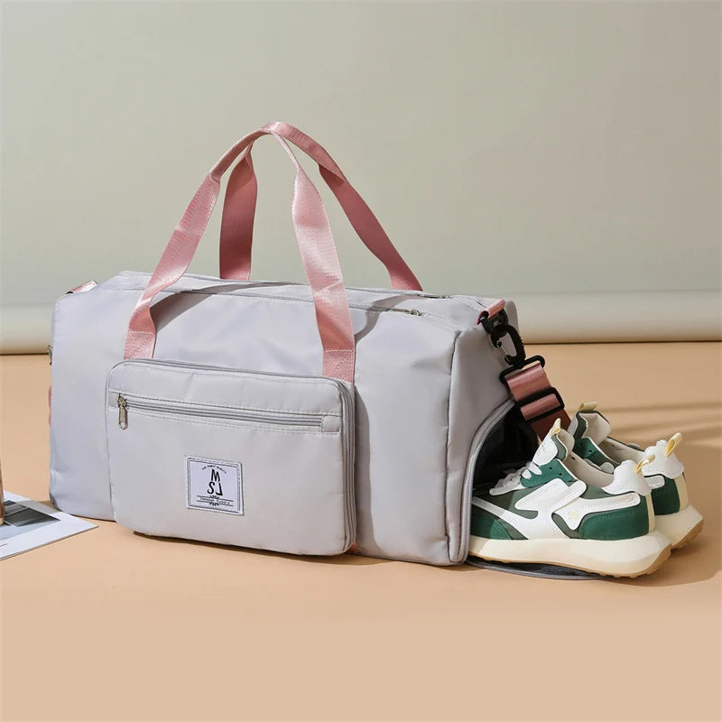 Sports Duffle Bag Water-Resistant Multiple Pockets Removable Shoulder Strap