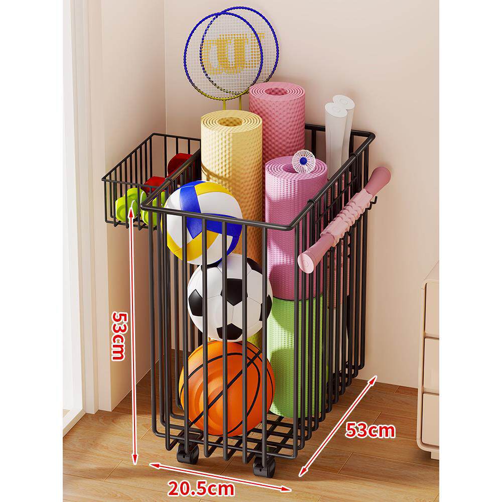 Sports Equipment Storage Cart Slim Wire Frame Rolling Casters