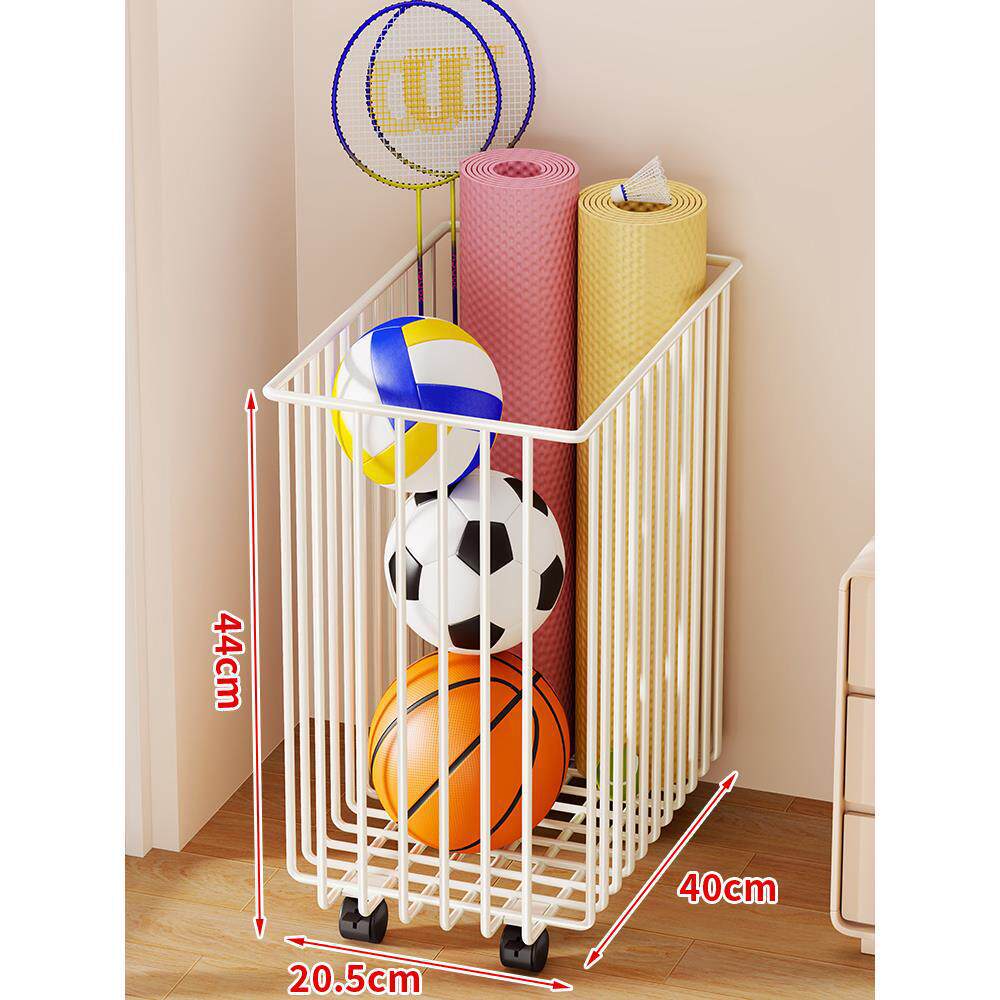 Sports Equipment Storage Cart Slim Wire Frame Rolling Casters
