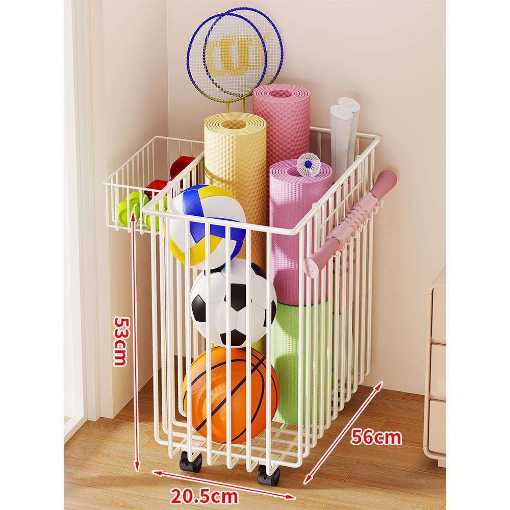 Sports Equipment Storage Cart Slim Wire Frame Rolling Casters