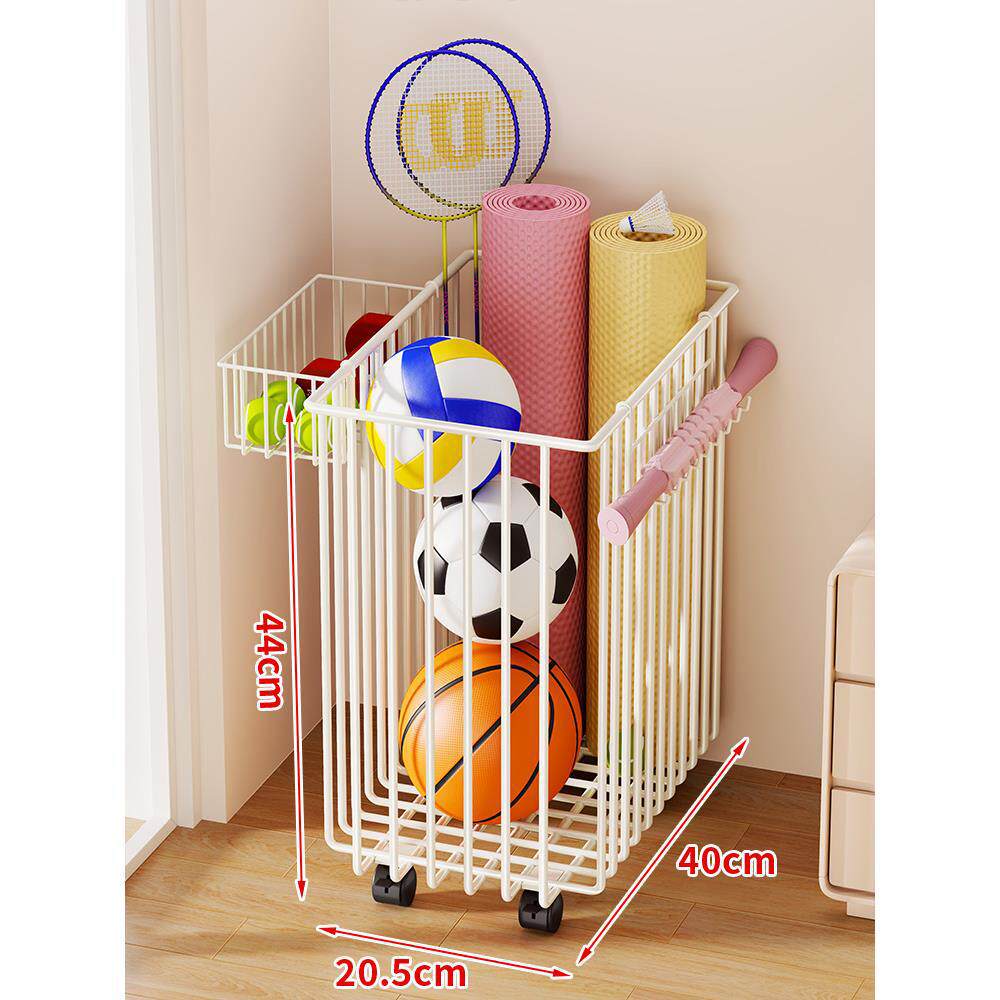 Sports Equipment Storage Cart Slim Wire Frame Rolling Casters
