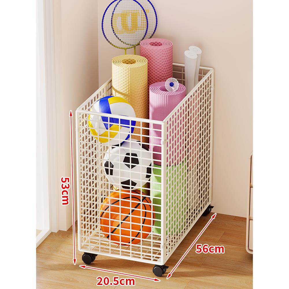 Sports Equipment Storage Cart Slim Wire Frame Rolling Casters