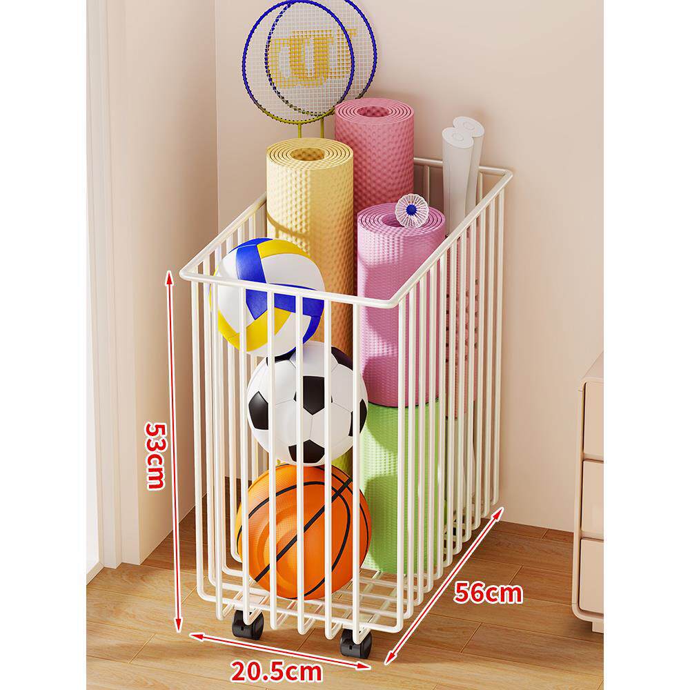 Sports Equipment Storage Cart Slim Wire Frame Rolling Casters