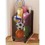 Sports Equipment Storage Cart Slim Wire Frame Rolling Casters