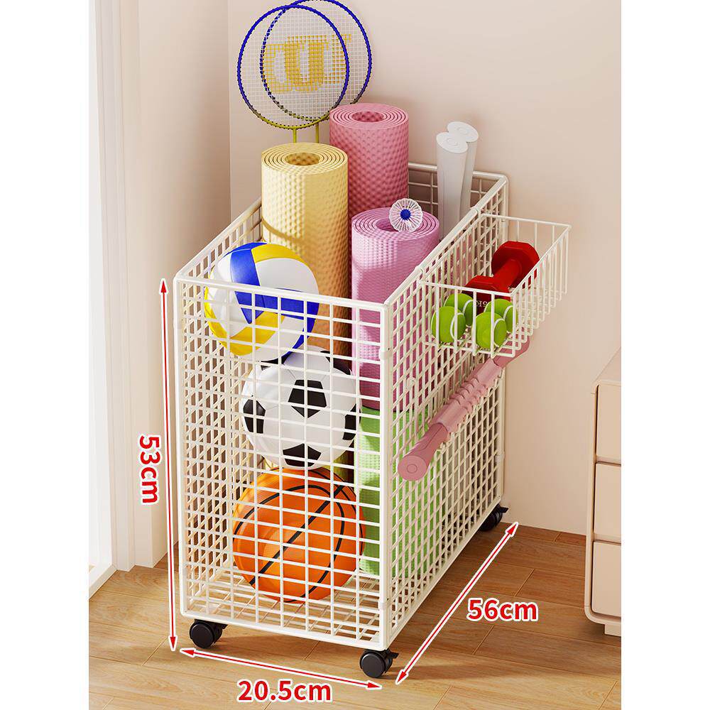 Sports Equipment Storage Cart Slim Wire Frame Rolling Casters