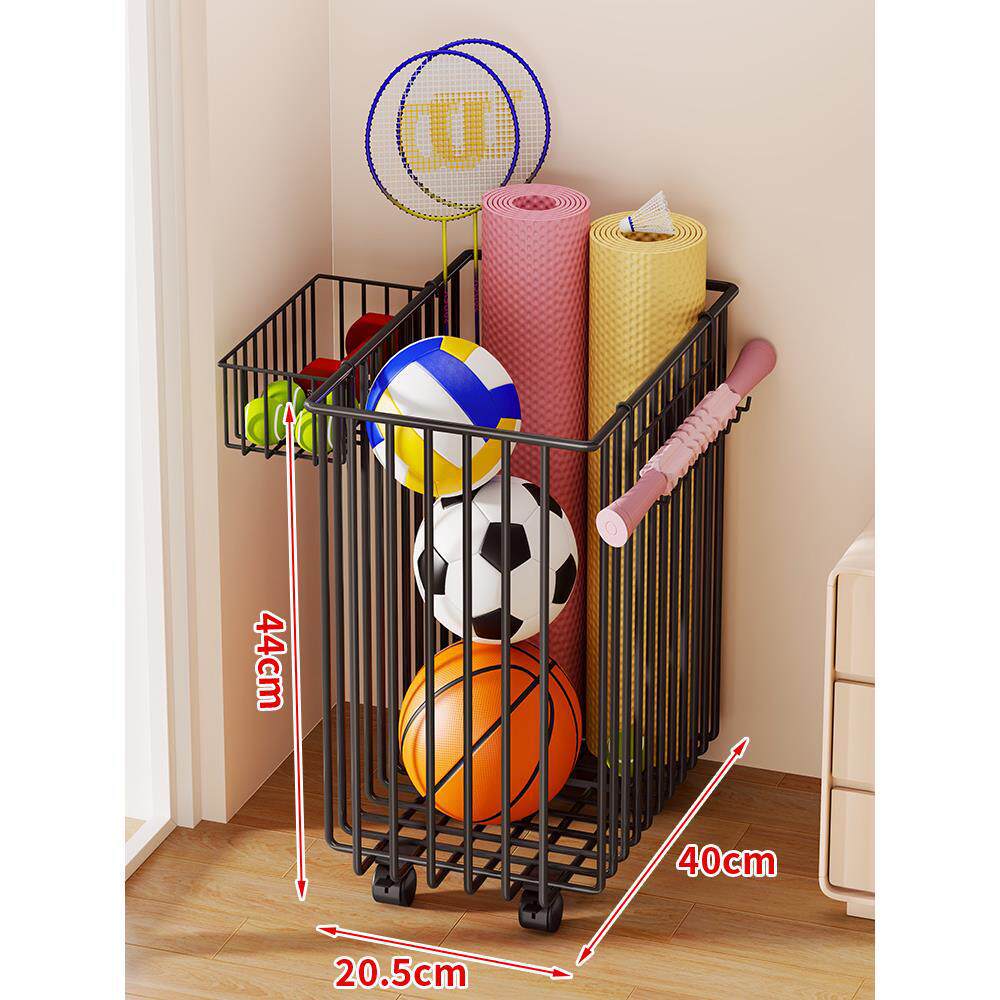 Sports Equipment Storage Cart Slim Wire Frame Rolling Casters