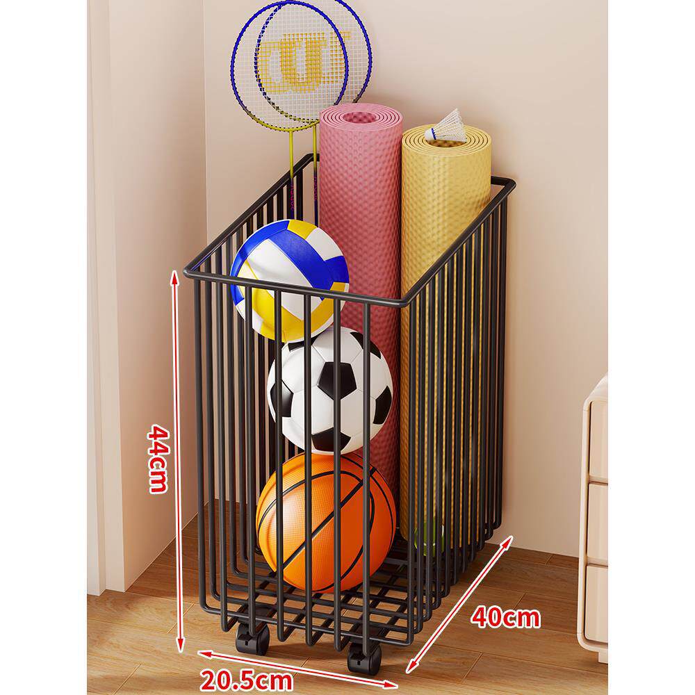 Sports Equipment Storage Cart Slim Wire Frame Rolling Casters
