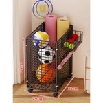 Sports Equipment Storage Cart Slim Wire Frame Rolling Casters