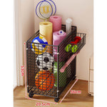 Sports Equipment Storage Cart Slim Wire Frame Rolling Casters