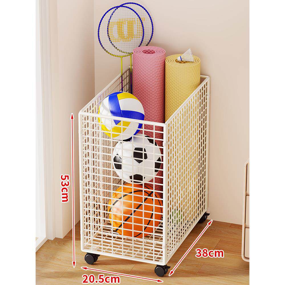 Sports Equipment Storage Cart Slim Wire Frame Rolling Casters