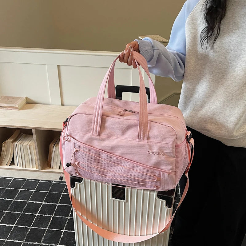 Sports Travel Bag Spacious Compartment Mesh Pockets Adjustable Strap