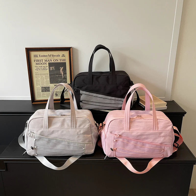 Sports Travel Bag Spacious Compartment Mesh Pockets Adjustable Strap