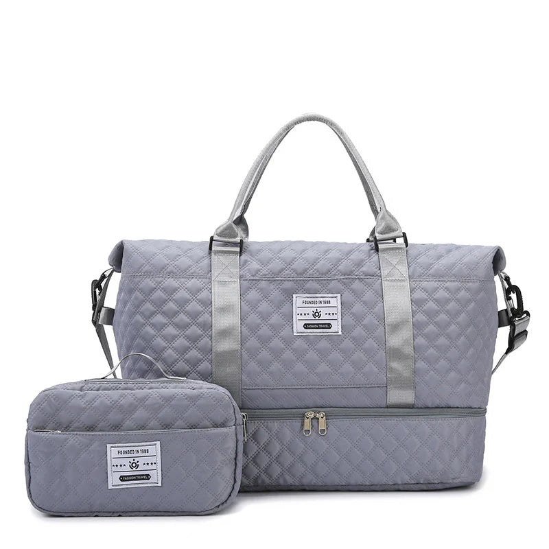 Sports Travel Bag Waterproof Quilted Detachable Shoulder Strap