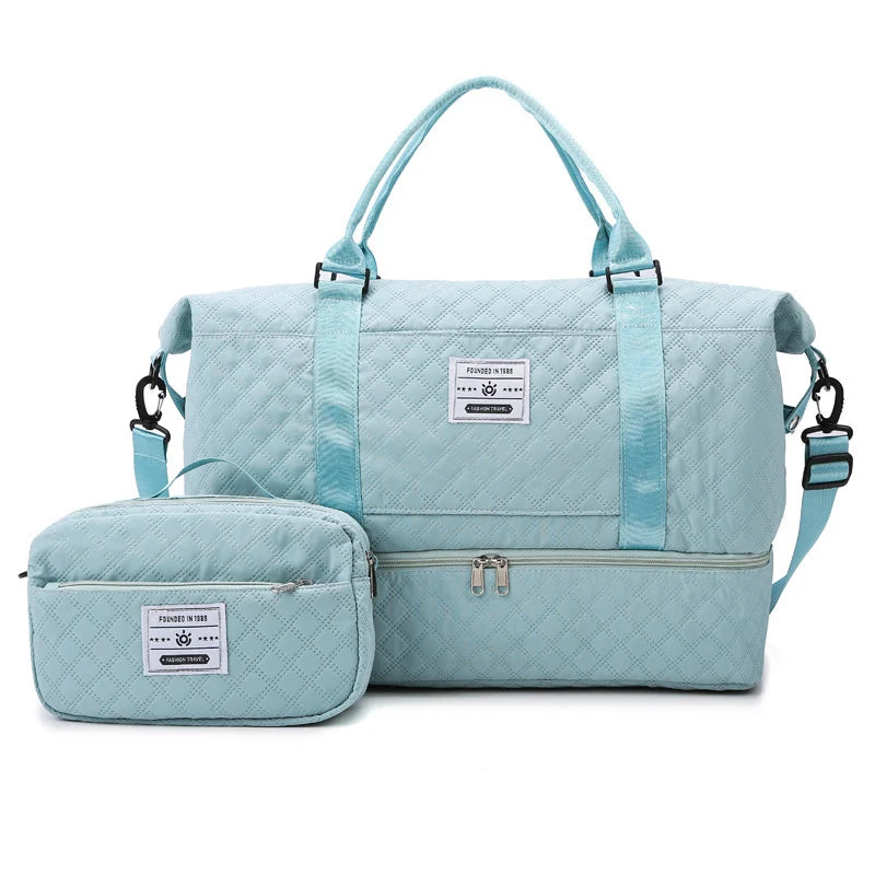 Sports Travel Bag Waterproof Quilted Detachable Shoulder Strap