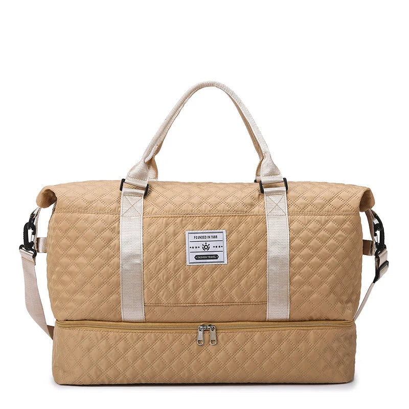 Sports Travel Bag Waterproof Quilted Detachable Shoulder Strap