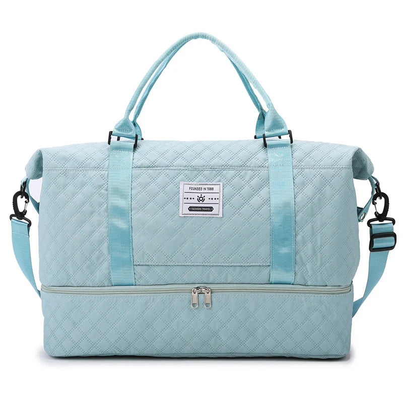 Sports Travel Bag Waterproof Quilted Detachable Shoulder Strap
