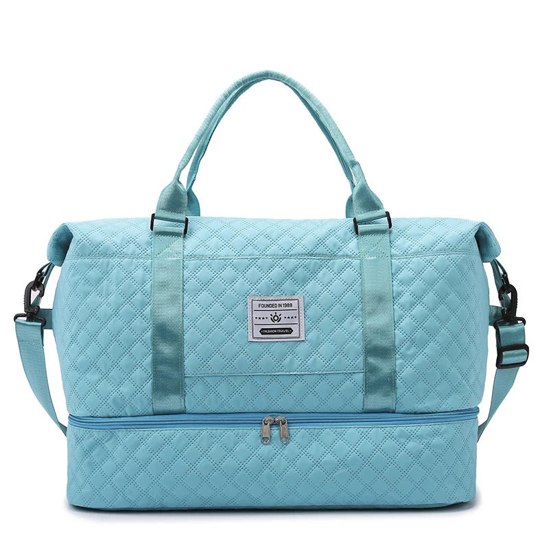 Sports Travel Bag Waterproof Quilted Detachable Shoulder Strap
