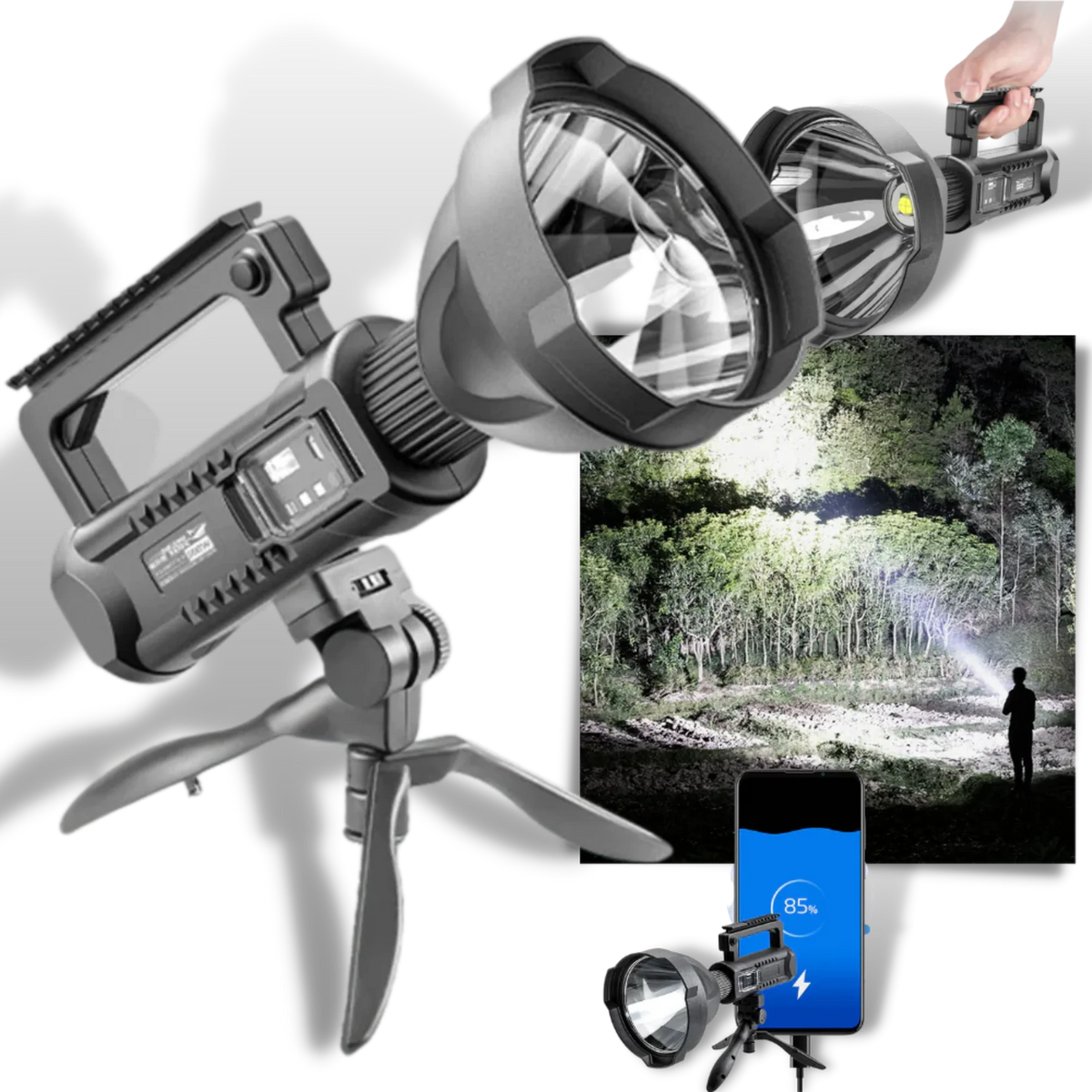 Spotlight 9000 Lumens Rechargeable Built-In Tripod