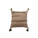 Square Accent Pillow Cotton-Blend Knitted Stripes Oversized Tassels