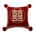 Square Accent Pillow Embroidered Velvet Pom-Pom Trim Removable Cover