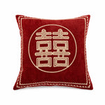 Square Accent Pillow Embroidered Velvet Pom-Pom Trim Removable Cover