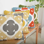 Square Accent Pillow Geometric Layered Applique Cotton-Linen & Concealed Zipper