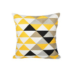 Square Accent Pillow Geometric Layered Applique Cotton-Linen & Concealed Zipper