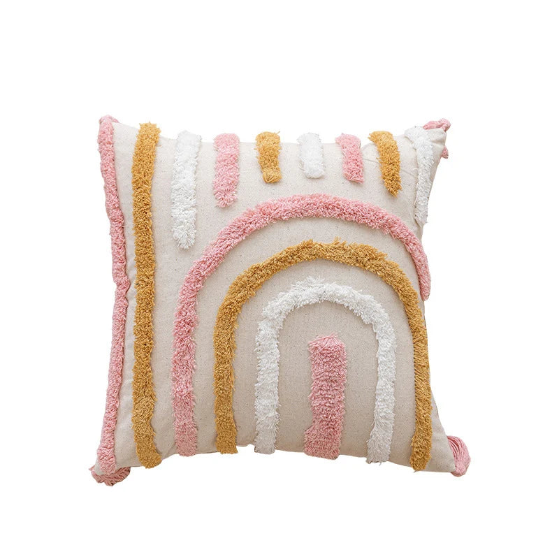 Square Accent Pillow Hand-Tufted Cotton Removable Insert