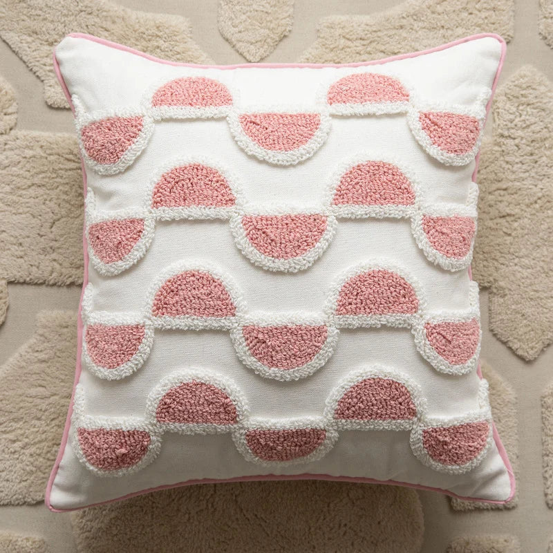 Square Accent Pillow Hand-Tufted Cotton Removable Insert