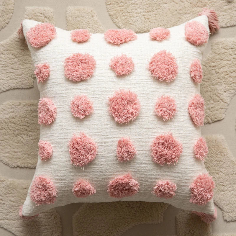 Square Accent Pillow Hand-Tufted Cotton Removable Insert