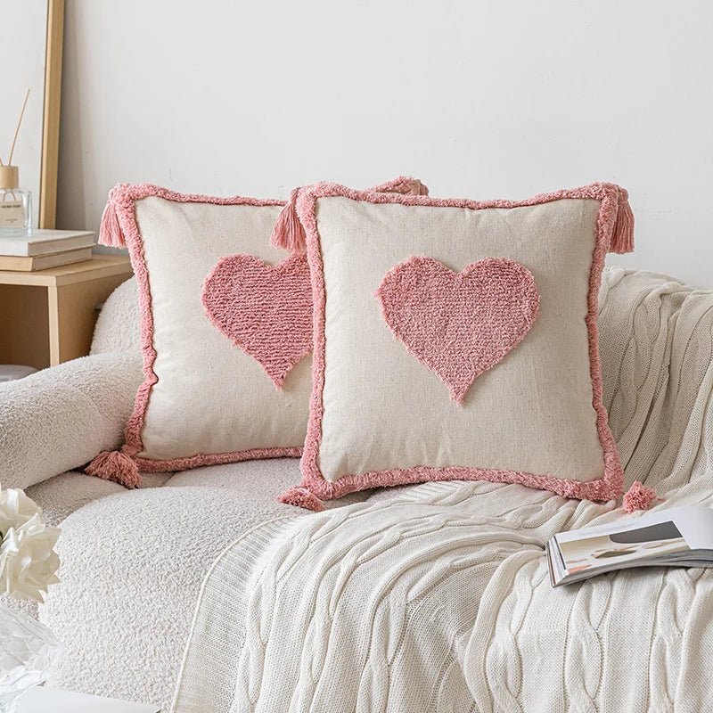 Square Accent Pillow Hand-Tufted Cotton Removable Insert