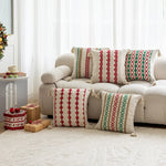 Square Accent Pillow Handloom Cotton Geometric Embroidery Knotted Tassels