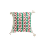 Square Accent Pillow Handloom Cotton Geometric Embroidery Knotted Tassels