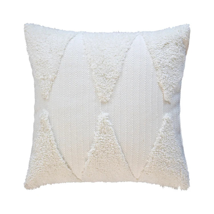 Square Accent Pillow Tufted Triangle & Bouclé Removable Cover