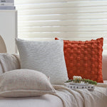 Square Cushion Cover 18x18 Embossed Cotton Blend Concealed Zipper