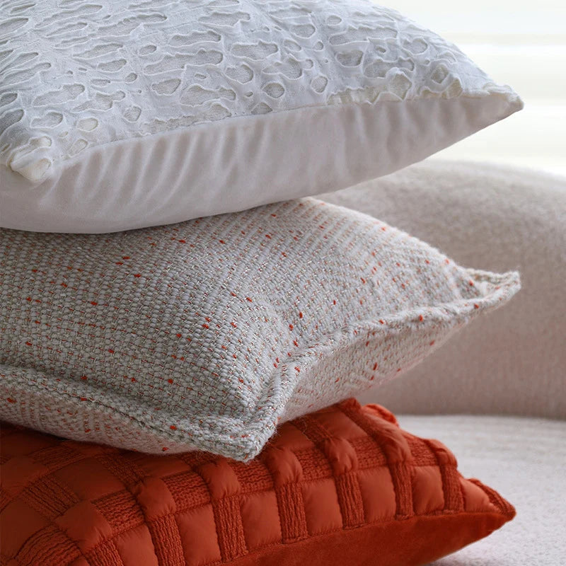 Square Cushion Cover 18x18 Embossed Cotton Blend Concealed Zipper