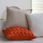 Square Cushion Cover 18x18 Embossed Cotton Blend Concealed Zipper