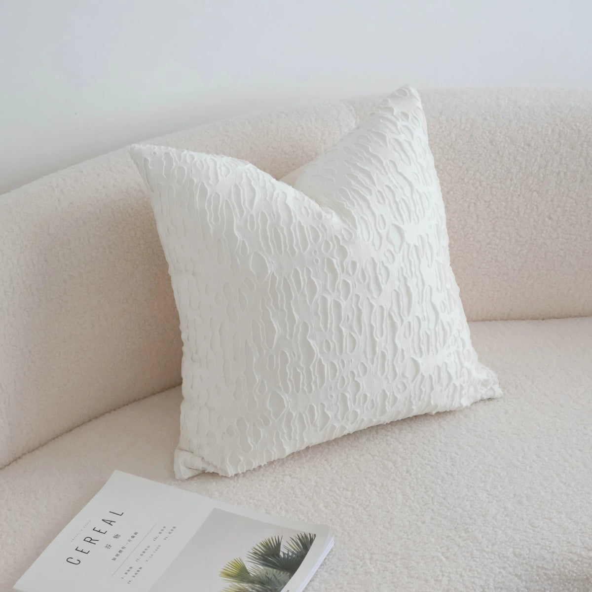 Square Cushion Cover 18x18 Embossed Cotton Blend Concealed Zipper