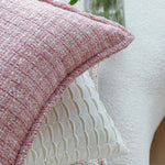 Square Cushion Cover 18x18in Bouclé Piped Edge Machine Washable